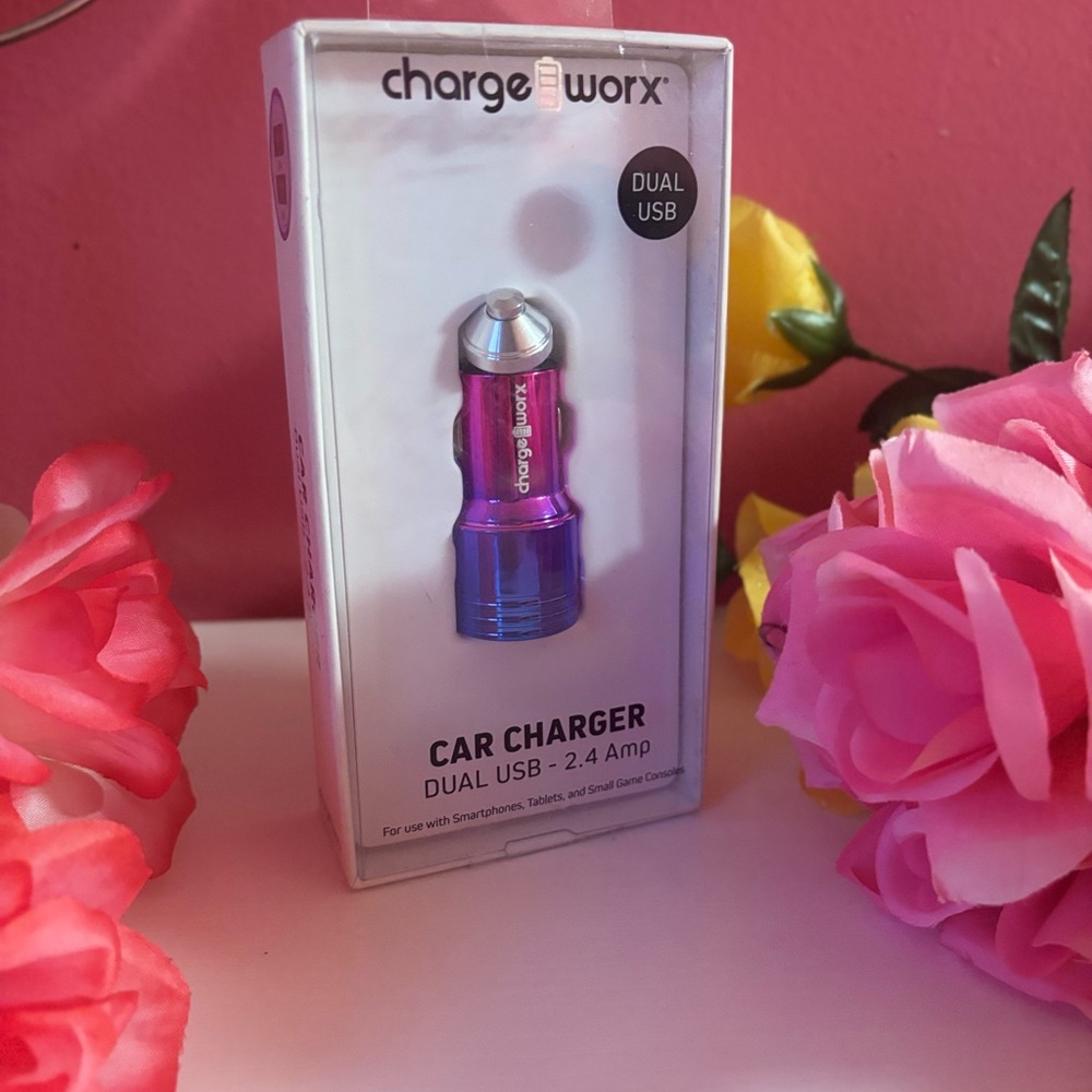 Purple Dual USB Car Charger - Picture 2 of 4